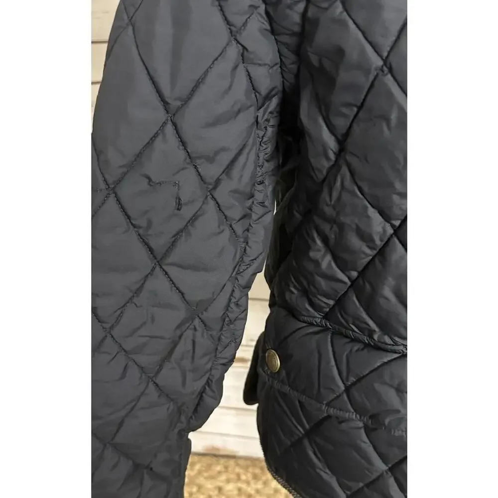 Polo Ralph Lauren black quilted barn snap front hooded jacket Size L (14-16)
